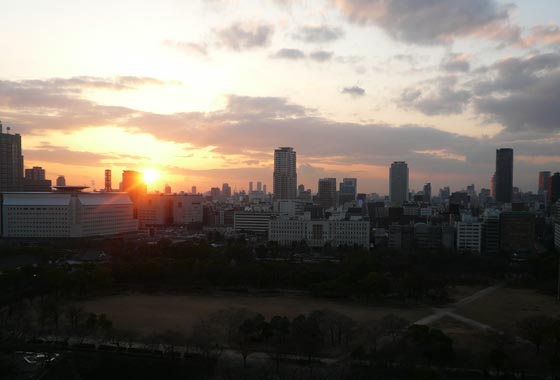Beautiful sunset over Osaka