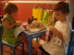 the children played at the craft table.