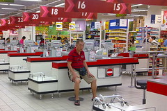 Old man resting in NTUC