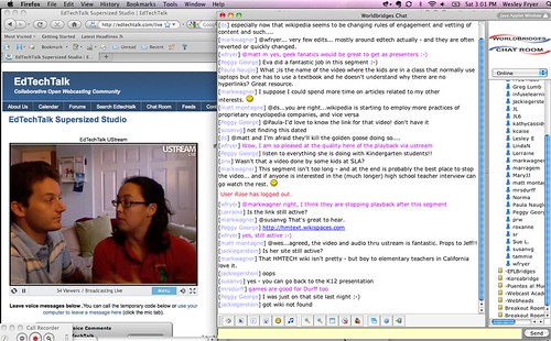 Listening to Eva and Mark Wagner discussing wikis (EdTechTalk - K12Online09 Live)