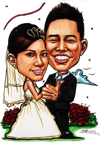 Malay couple wedding caricatures 141009