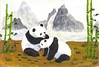 Panda and bamboo in acrylics
