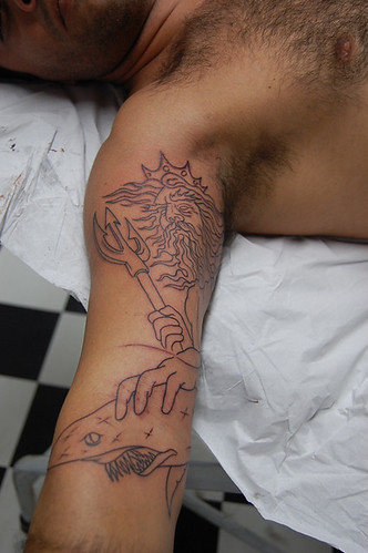 shark tattoo flash. Poseidon and Shark Tattoo
