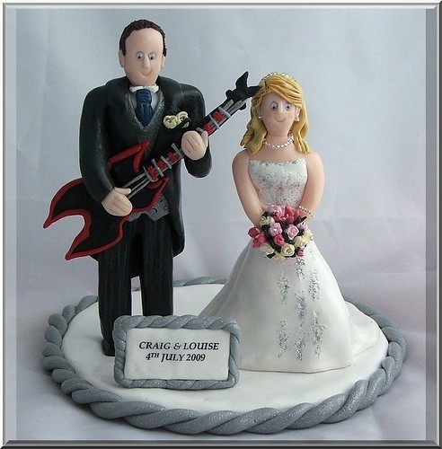 Groom with Guitar for this set of wedding cake toppers