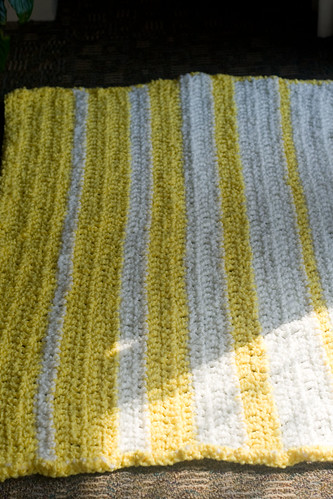 popcorn stripe crochet blanket