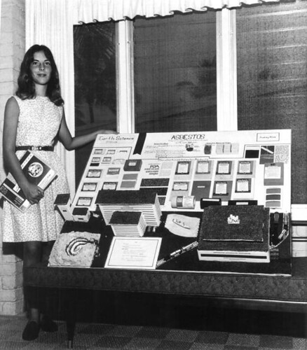 Pine Crest School student Audrey Kline with her 8th grade Earth science project about asbestos: Fort Lauderdale, Florida ©  State Library and Archives of Florida