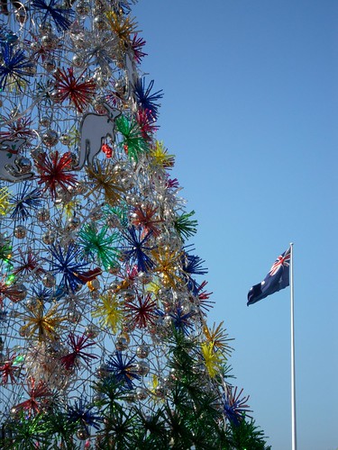 Darling Harbour Christmas Tree (Australian Flag in Background)