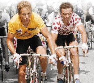 LeMond and Hinault on the cover of Slaying the Badger.
