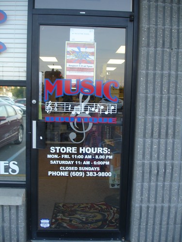 The door outside of Music Boutique in Northfield, NJ
