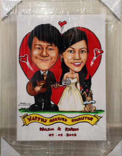 wedding couple caricatures in acrylic frame