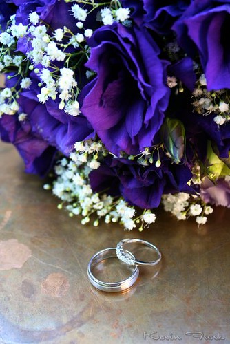 Wedding Bands and Bouquet The most common ring photograph includes the rings