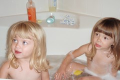 Catie & Elizabeth in the tub
