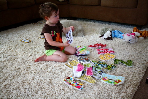 Playing with her letters