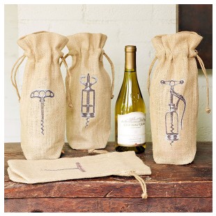 Corkscrew Wine Bags via Wisteria.com