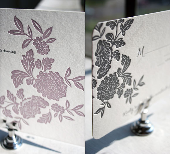 Letterpress Wedding Invitation and Letterpress Reply Card by Smock