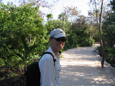 Ruth on the path to the Mayan ruin in Tulum