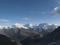Monte Rosa, Castor, Pollux and Breithorn from Rothornhütte - Alpinism on Zinalrothorn, Schweiz
