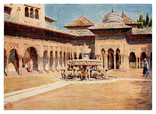 028-Córdoba- La Alhambra patio de los Leones-Cathedral cities of Spain 1909- W.W Collins
