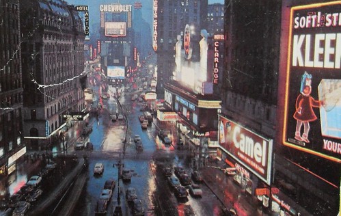 new york city time square at night. vintage new york city