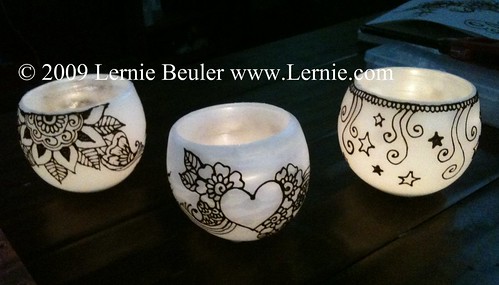 Hennaed hand-dipped luminary candles by Lernie