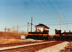 Northbound Indiana Harbor Belt Railroad transfer train passing through Argo Junction. Summit Illinois. December 1990.