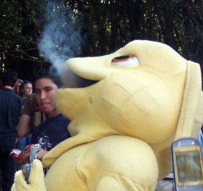 Yes, this really is the UCSC mascot blowing pot smoke.  We took 4/20 pretty seriously there.