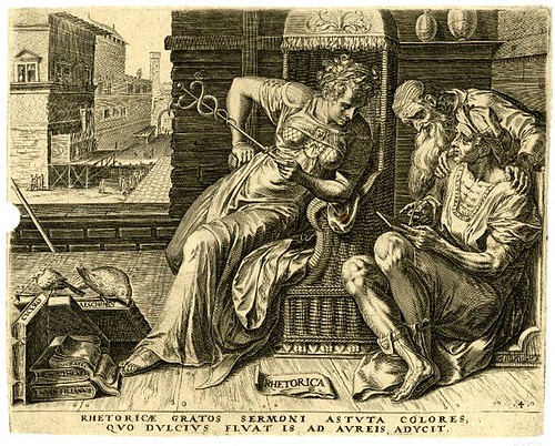 Rhetorica -- Rhetoricae gratos sermoni -  Cornelis Cort 1565 (Cock, Floris) (BM)