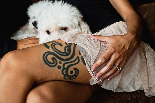 Tribal Tattoo Design on the Women thigh
