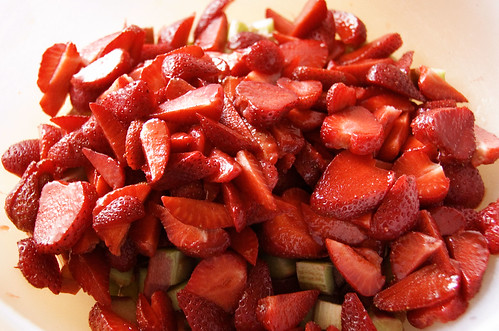 rhubarb strawberry vanilla bean jam - sliced berries