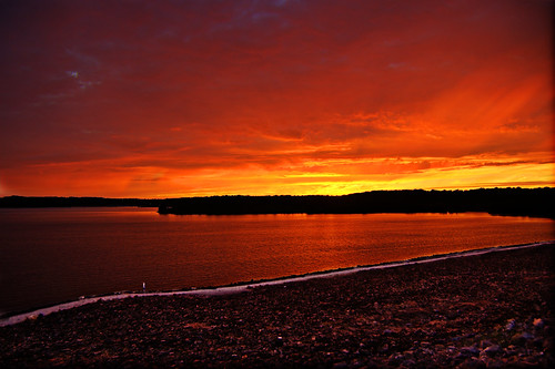 フリー画像|自然風景|湖の風景|夕日/夕焼け/夕暮れ|赤色/レッド|アメリカ風景|フリー素材|