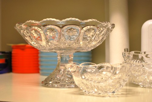 glass compote and dishes