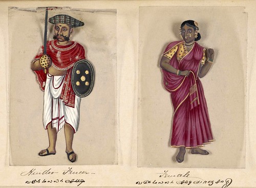 017- Esgrimista hindú y su mujer-Seventy two specimens of castes in India 1837