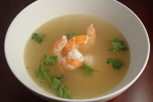 Garlic Soup with Shrimp