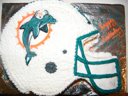 Football Helmet Cake. Dolphins Football Helmet Cake