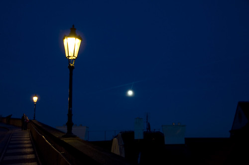 Moon over Prague's old town