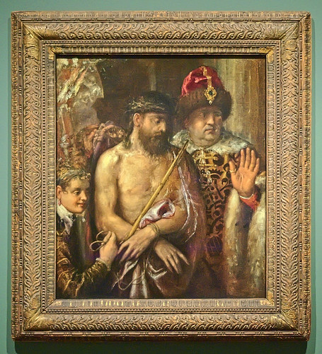 Oil painting, "Christ Shown to the People (Ecce Homo)", by Titian (Tiziano Vecellio), ca. 1570-1576, at the Saint Louis Art Museum, in Saint Louis, Missouri, USA