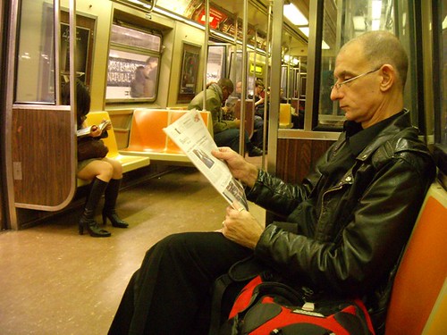 Man Newspaper subway_