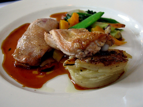 Roasted 
Poussin with Rosemary Gratin Potatoes