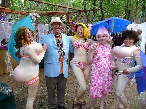 Ladies and men in funny dresses at Oregon Country Fair