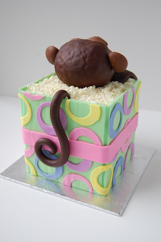 Monkey in Gift Box Birthday cake - tail