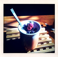 Homemade yogurt and berries for breakfast.