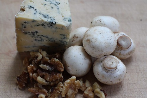 bluecheese, walnuts, mushrooms
