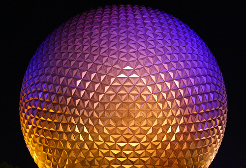 Disney World trip - day 8 - Epcot - Spaceship Earth at night