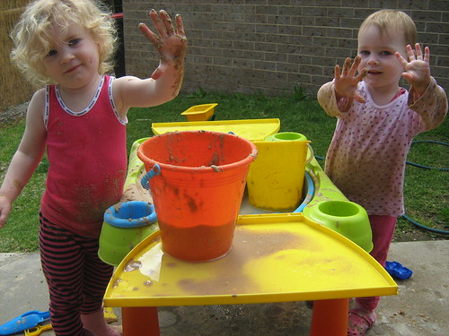 Sand and Water table fun times
