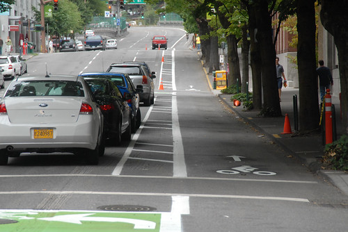 Separated bike lanes in Portland (Image credit: Flickr)