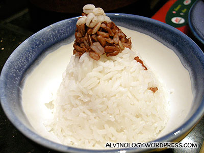 The plain rice comes decorated like this