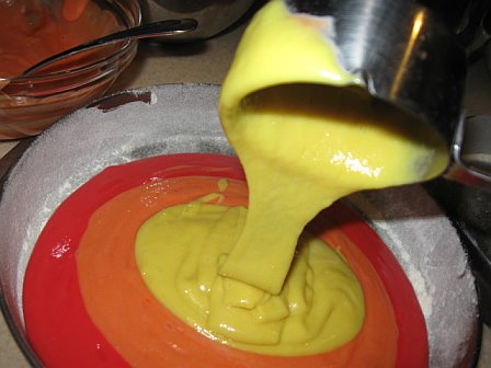 Pouring the batter