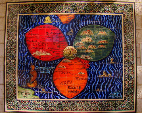 Cloverleaf Map of the world with Jerusalem at the center
