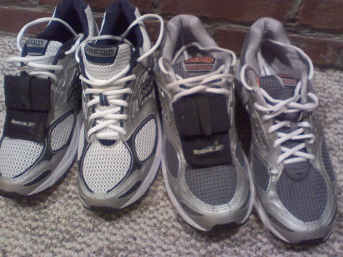 2 pair of shoes; laced  key pocketed and ready for the next run