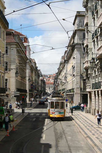 Lisbon Day 6 20 tram on Rua da Prata from top of bus
